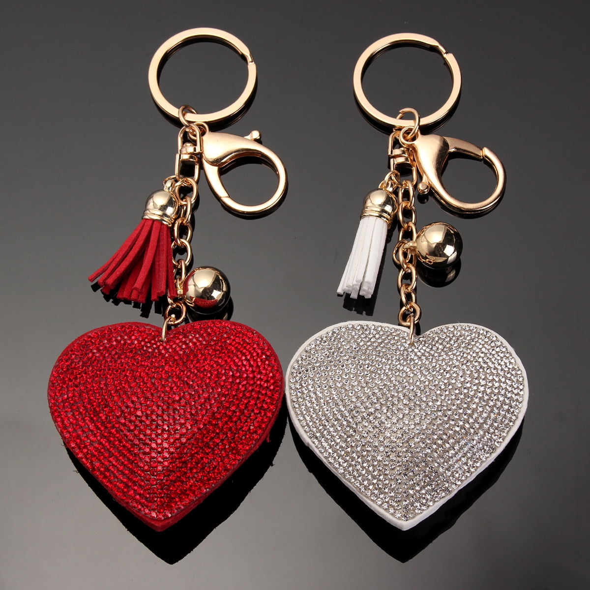 Love Heart Crystal Tassels Keyring Keychain Key Ring Chain Keyfob Car Bag Charms Walmart Canada