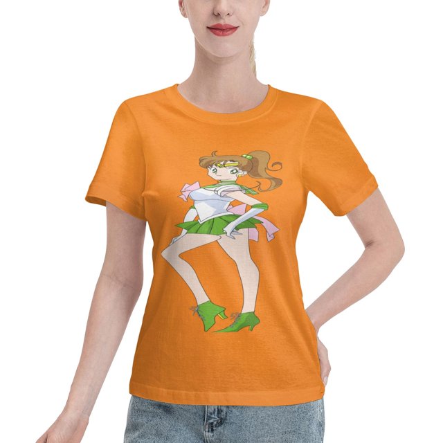 T-Shirt Basique à Manches Courtes pour Femmes Sailor Moon Makoto Kino