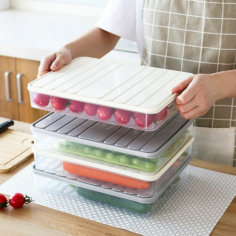 Food Storage Containers Reusable Thin Storage Box For Storing Fresh Food  Gray Large 