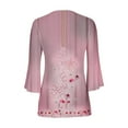 thumbnail image 5 of WXLWZYWL Womens Summer Tops Printed Casual V-Neck Short Sleeve Loose T-Shirt Blouse Tops Pink, 5 of 5