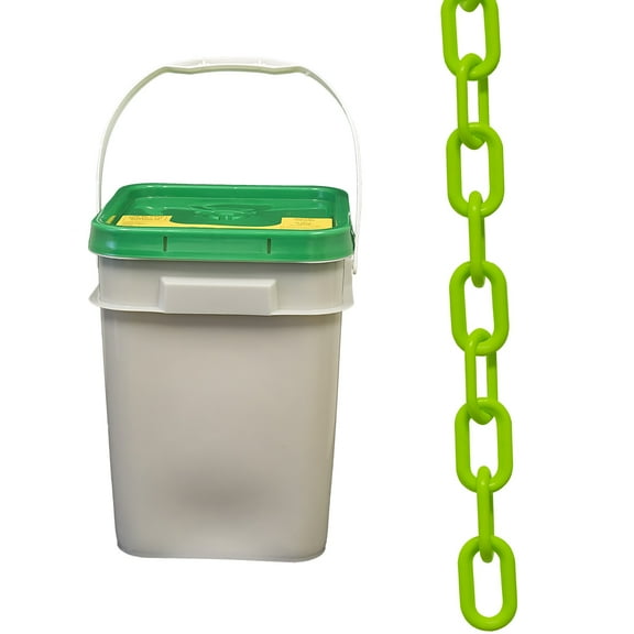 2 Inch x 120 Feet Safety Green Heavy Duty Plastic Safety Chain Pail