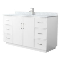 Elan TK 60" White Single Vanity & White Carrara Marble Top & Nickel Trim