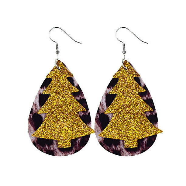 Pendientes para mujer, regalos para mujer, tendencia de moda navideña, personalidad, pendientes colgantes con patrón de cuero, joyería, regalo, pendiente de cuero