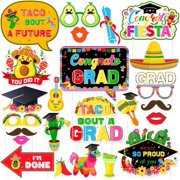 JOYMEMO 24 Pieces Mexican Graduation Photo Booth Props - Fiesta Graduation Party Decorations 2024, Taco Bout A Future Table Toppers for Congrats Grad Class of 2024 Party Supplies