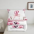 thumbnail image 4 of Floral Initial Letter R Comforter Sets King,Valentine's Day Bedding Set,ABC's Butterfly Honeybee Down Comforter,Princess Bow Reversible Bed Set with 2 Pillowcases Soft, 4 of 6