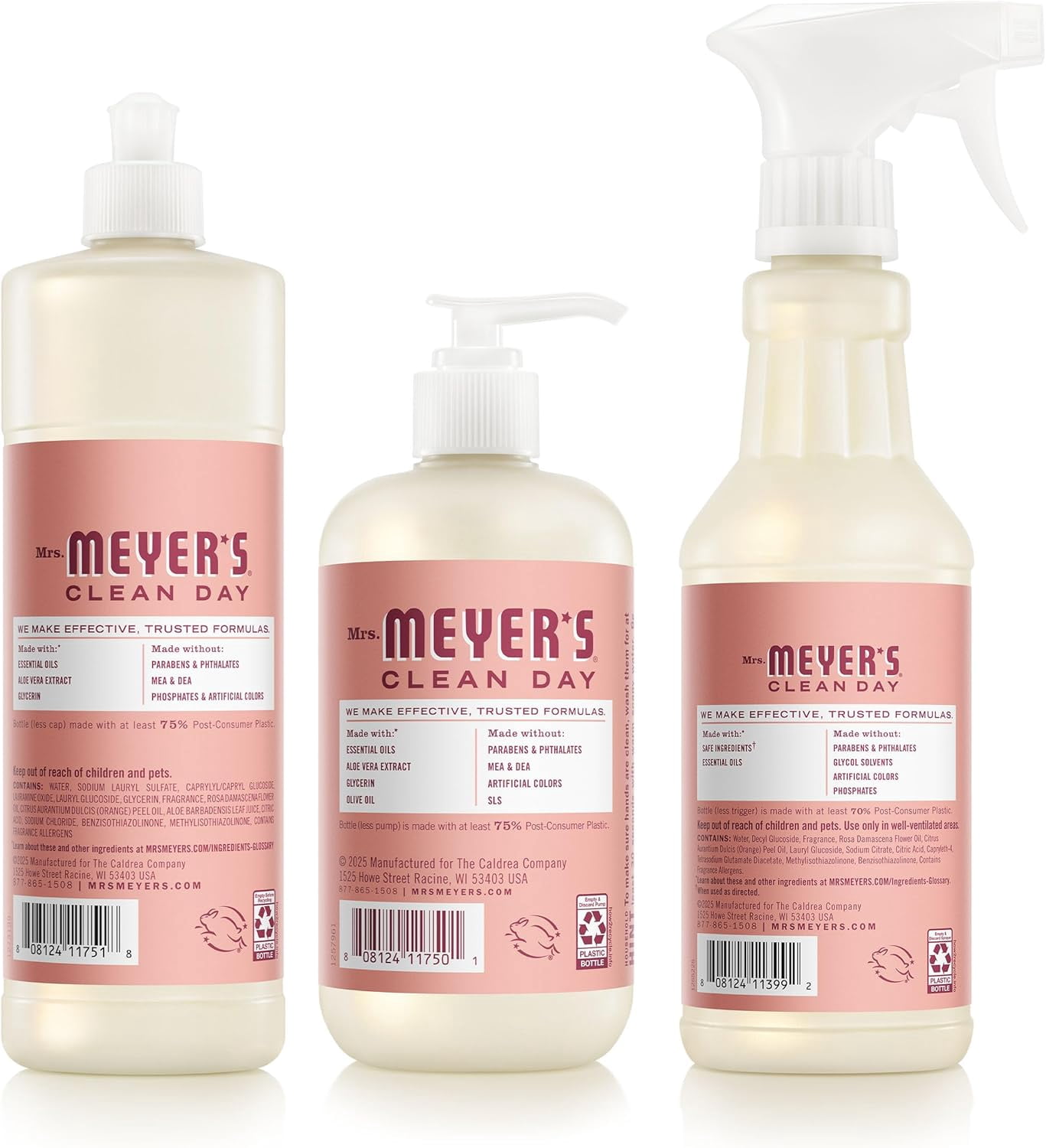 CLEAN DAY Kitchen Basics Set, Rose Scent Cleaning Supplies includes Hand Soap (12.5 Fl Oz), Dish Soap (16 Fl Oz) and Multi-Surface Cleaner (16 Fl Oz)