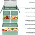thumbnail image 2 of 1400ML Lonchera Portátil para Adultos, Bento Box Set de a Prueba Fugas con Compartimentos, Incluye Cubiertos, Bolsa de Almuerzo y Sopa Caja, Lonchera Bento Apto para Microondas y Lavavajillas(Verde), 2 of 7