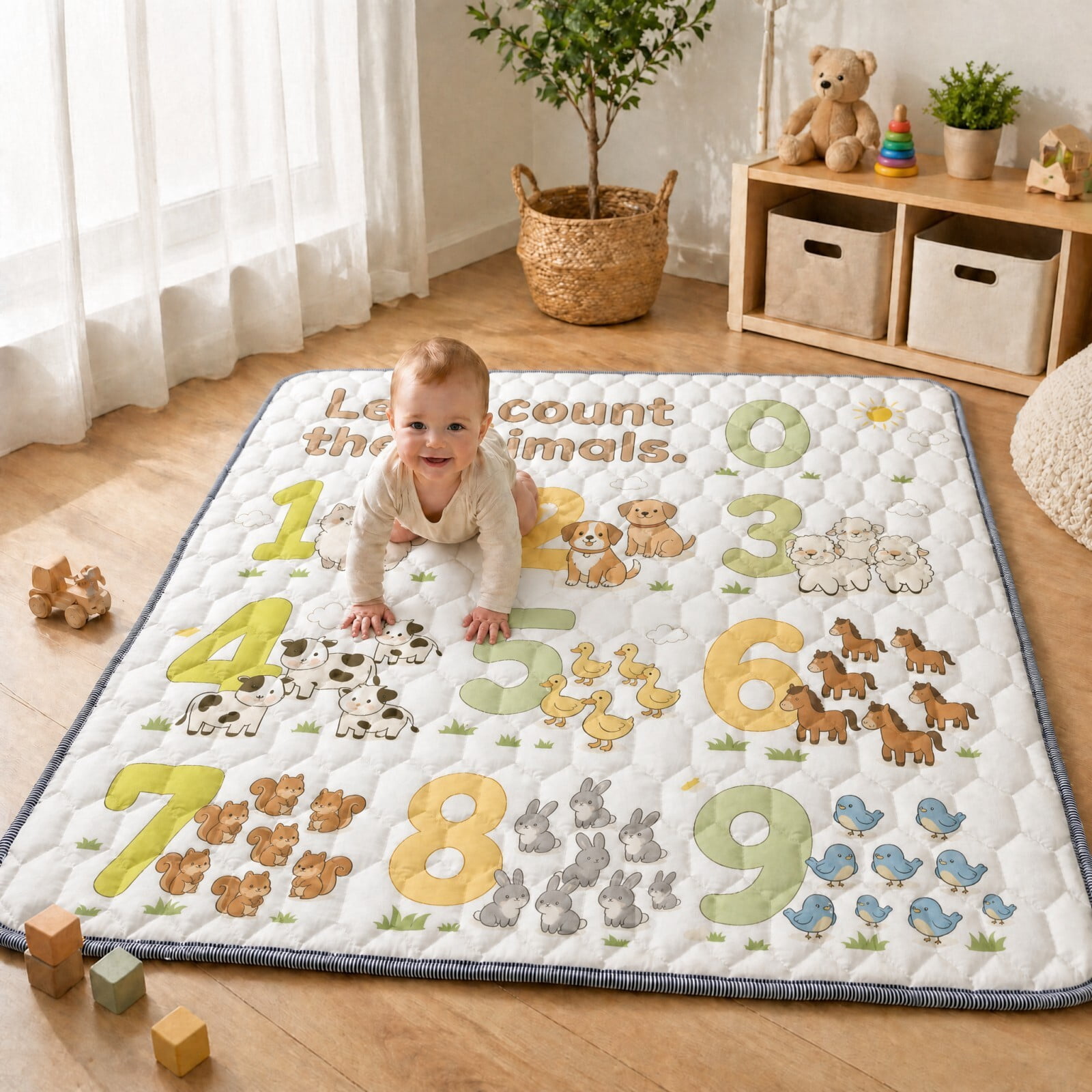 Easy4Home Extra Large Baby Play Mat for Infants & Toddlers, 71"x59" Crawling Mat, Foldable Non-Slip Floor Playmat