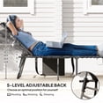 thumbnail image 3 of Outsunny Folding Chaise Lounge Chair Outdoor Tanning Chair with 5-Level Adjustable Back, Side Table, Pillow, Pocket for Yard, Beach, Pool, Black, 3 of 9