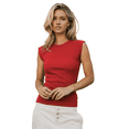 thumbnail image 1 of Camiseta de Tirantes de Punto Básica Informal de Canalé con Mangas de Verano para Mujer, Vino Tinto, Talla L, 1 of 8