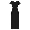 thumbnail image 6 of QLEICOM Womens Short Sleeve High Low V-Neck Flowy Party Long Maxi Dress Summer Bohemian Bandage Swing Long Dress Black L, US Size: 8, 6 of 7