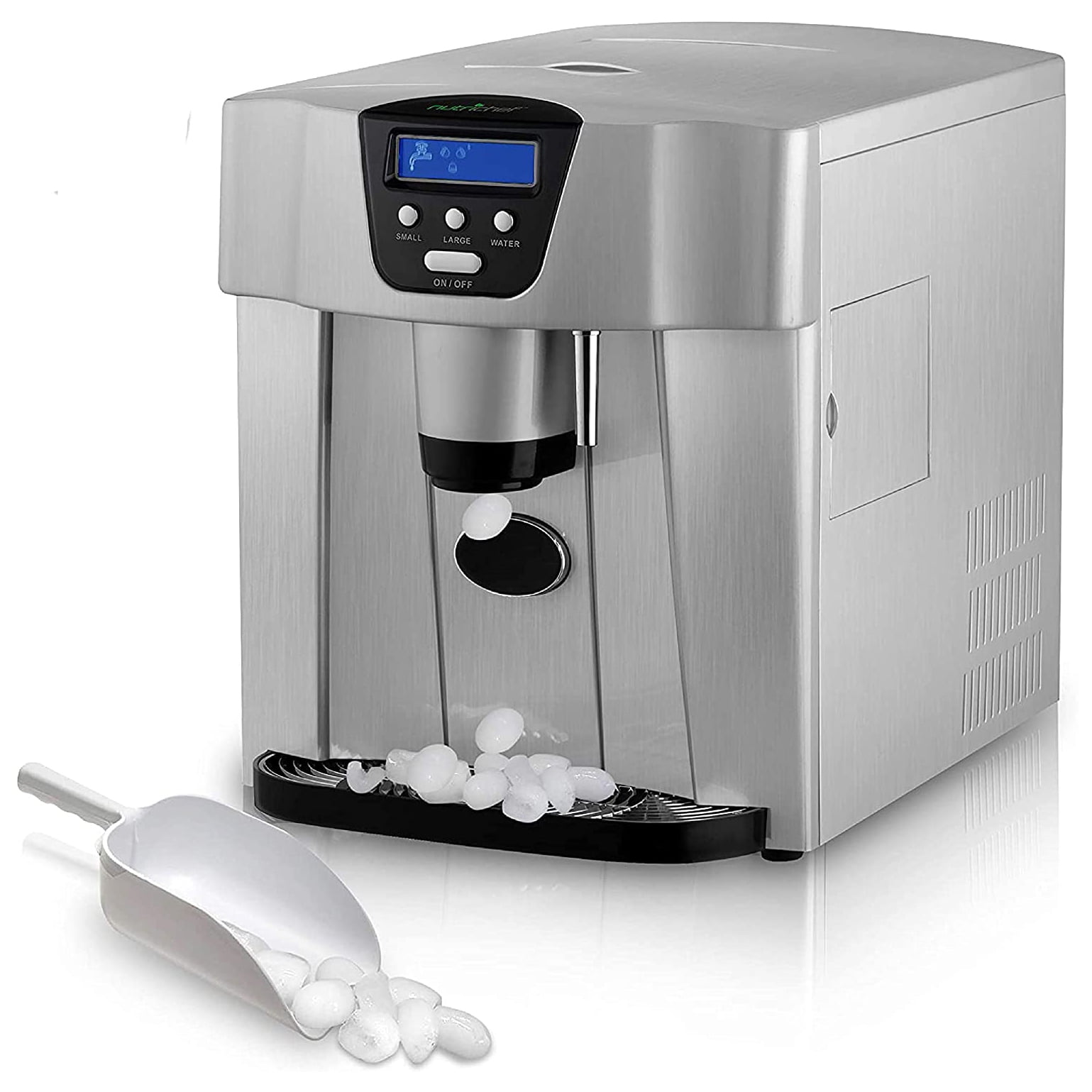 NutriChef Portable Kitchen Countertop Ice Cube Maker & Water Dispenser