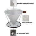 thumbnail image 3 of Flmtop Reusable Cone Honeycomb Pattern Stainless Steel Coffee Dripper Filter with Removable Cup Stand Brush, 3 of 7