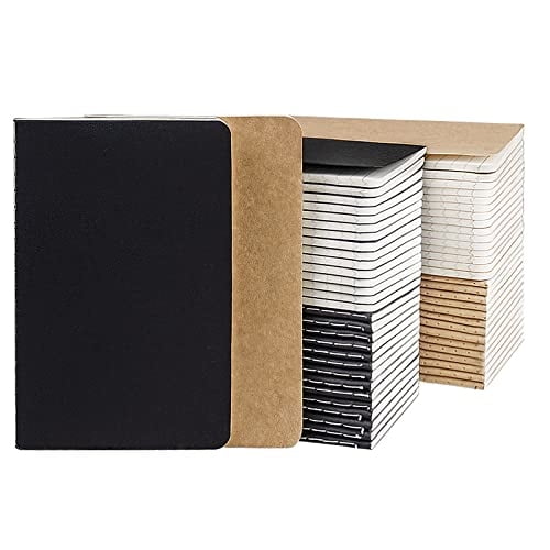 Paquete de 60 mini blocs de notas: cuadernillos de bolsillo para niños, 3.5 x 5.5", 30 hojas/60 páginas, marrón y negro