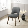 thumbnail image 2 of Modern 2-Piece Dining Chairs with Walnut Wood Base - Dark Grey Fabric (33.7"H x 19.3"W x 24.8"D), 2 of 15