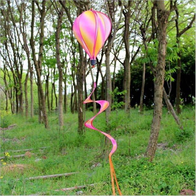 Rayas Manga de Viento Globo de Aire Caliente Viento ne Cometas y Molinos de Viento Jardín Patio Césped al Aire Libre Decor Rosa roja nube Macarena Globo de aire caliente del arco iris