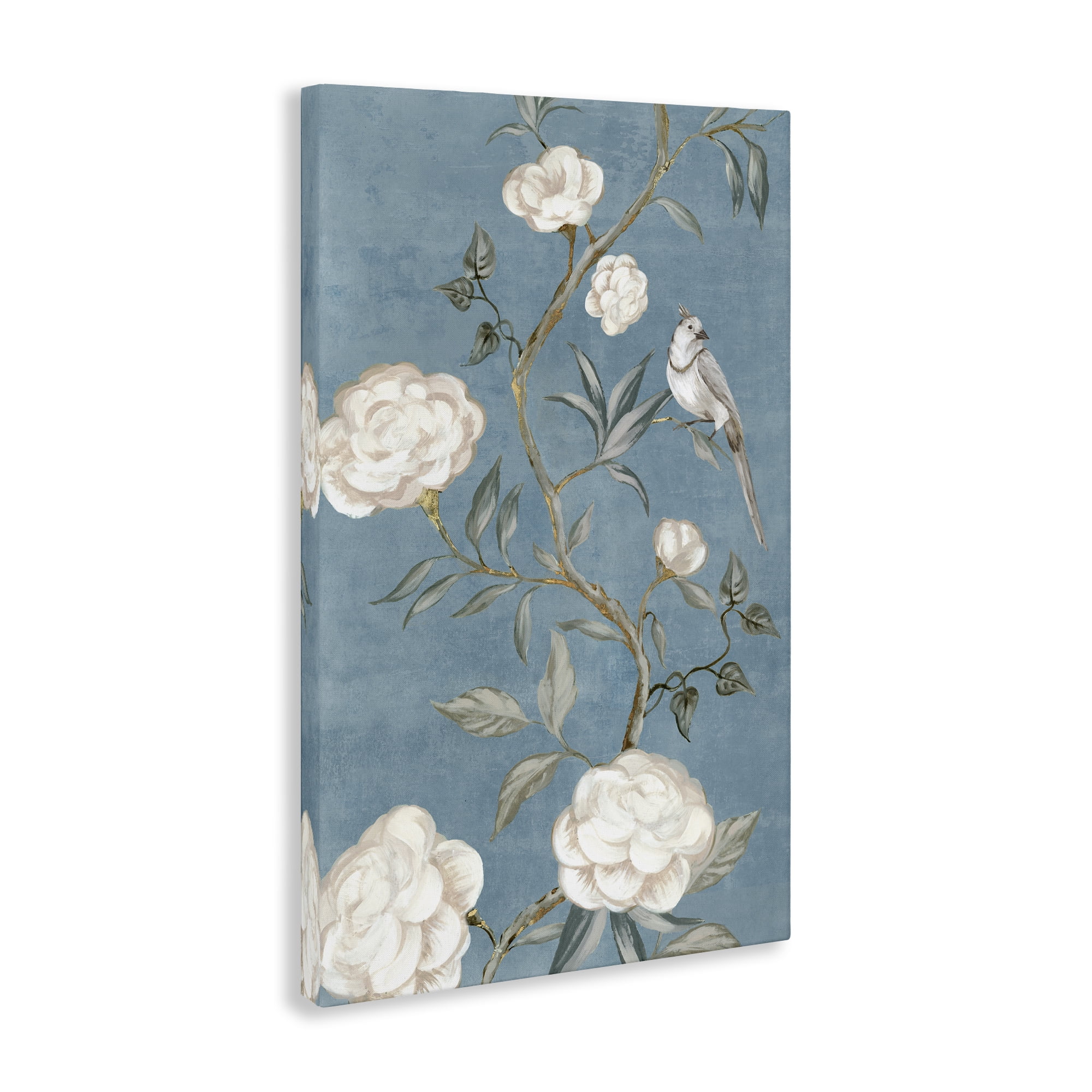 Stupell Industries Bird on Traditional Florals Plants & Flowers Painting Wrapped Canvas Art Print Wall Art, 16 x 24