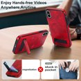 thumbnail image 4 of for iPhone X/XS PU Leather Back Case, Built-in Invisible Stand [Compatible with Magsafe] Protective Slim Kickstand Anti-fall Phone Cover Compatible with iPhone X/XS, Winered, 4 of 8