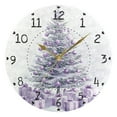 thumbnail image 5 of Christmas Tree with Purple Lights Presents Round Wall Clock Silent Analog Battery Operated Black Pointer Home Decor 9.84" Diameter, 5 of 11