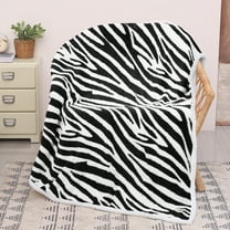 Catalonia Houndstooth Sherpa Fleece Throw Blanket, Cozy Fuzzy Jacquard Blanket for the Couch Bed | Fluffy Comfy Warm Heavy Throws | Comfort Caring Gift, Zebra, 50x60 inches