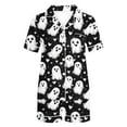 thumbnail image 5 of Ailaofu Halloween Pajamas Women Satin Silk Button Up Shirt And Shorts Pjs Sets 2 Piece Loungewear Sets Soft Sleepwear, 5 of 7