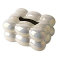 thumbnail image 2 of Soporte para pañuelos de cerámica, cubierta para caja de pañuelos, 19,5x15x10cm, organizador de papel higiénico creativo de escritorio, dispensador de , blanco nacarado Soledad sostenedor del tejido, 2 of 9