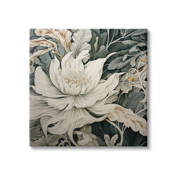 Stupell Industries Traditional Curving Flowers Botanical & Floral Painting Gallery Wrapped Canvas Art Print Wall Art, 17 x 17