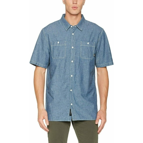 Vans Carlow Medium Indigo Short Sleeve Buttondown Shirt Size M