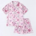 thumbnail image 2 of Gubotare Pajamas Kids Girls Girls Pajamas Silk Satin Pajama Sleepwear Button Down Pj Set Loungewear Size 6-7 (Hot Pink,6-7 Years), 2 of 4