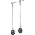 thumbnail image 2 of Sterling Silver Rhodium-Plated 7-8mm Fwc Black Pearl Post Dangle Earrings Made In China qe15052, 2 of 5