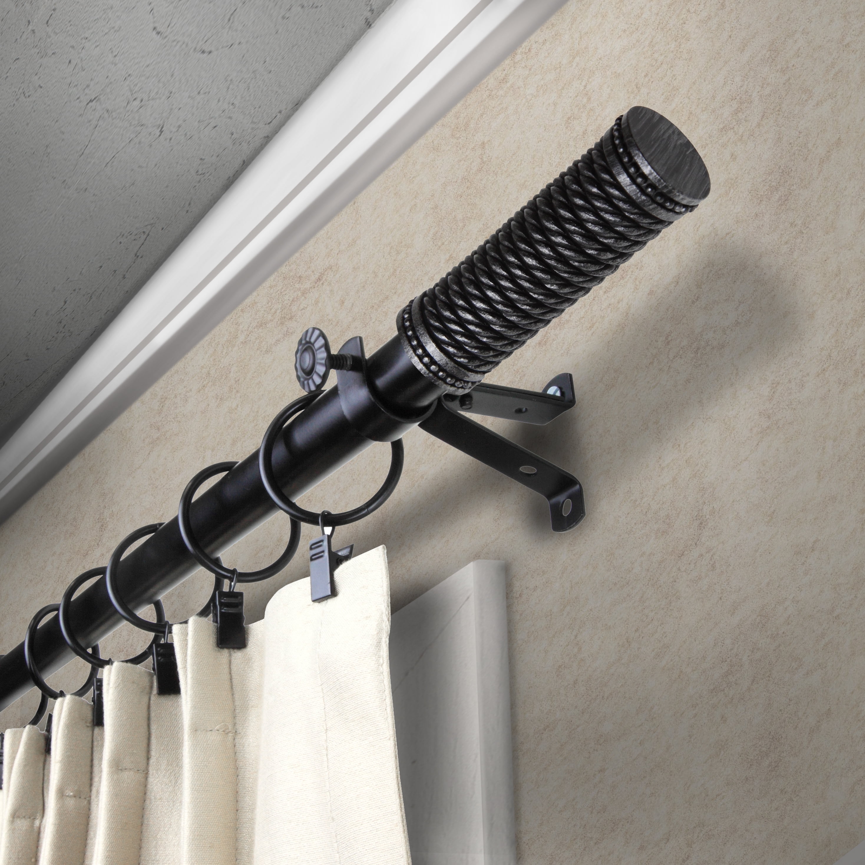 Jonah 13/16" Bay Window curtain rod 20"-36", 38"-72" - Black