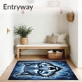 thumbnail image 3 of ODIKA 8'x10' Machine Washable Non-Slip Area Rug, Mystical Portrait in Winter Mist Interlocking Design High Traffic Rug with Pad, Blue, 730847, 3 of 8