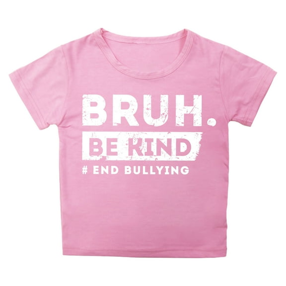 Toddler Boys Crew Neck Cotton Anti-Bullying Friendly T-Shirt Short Sleeve Pink,3-4T