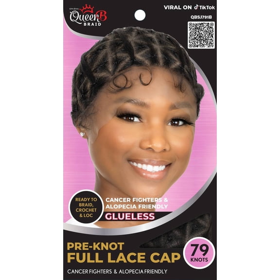 QueenB Pre-Knot Full Lace Cap – Triangular Design - 79 Knots