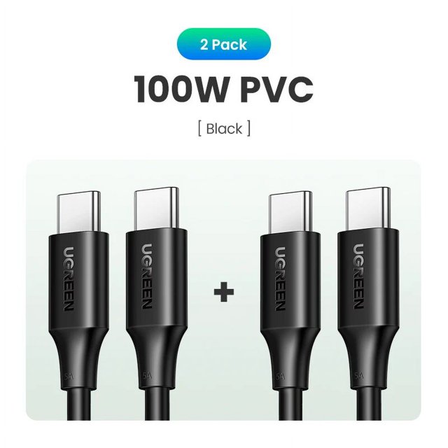 100W USB Type C To USB C Cable For Macbook iPad Samsung Xiaomi PD Fast Charging Charger Cord 5A E-Marker Chip Fast USB C 100W PVC---2 Pack_16 1m