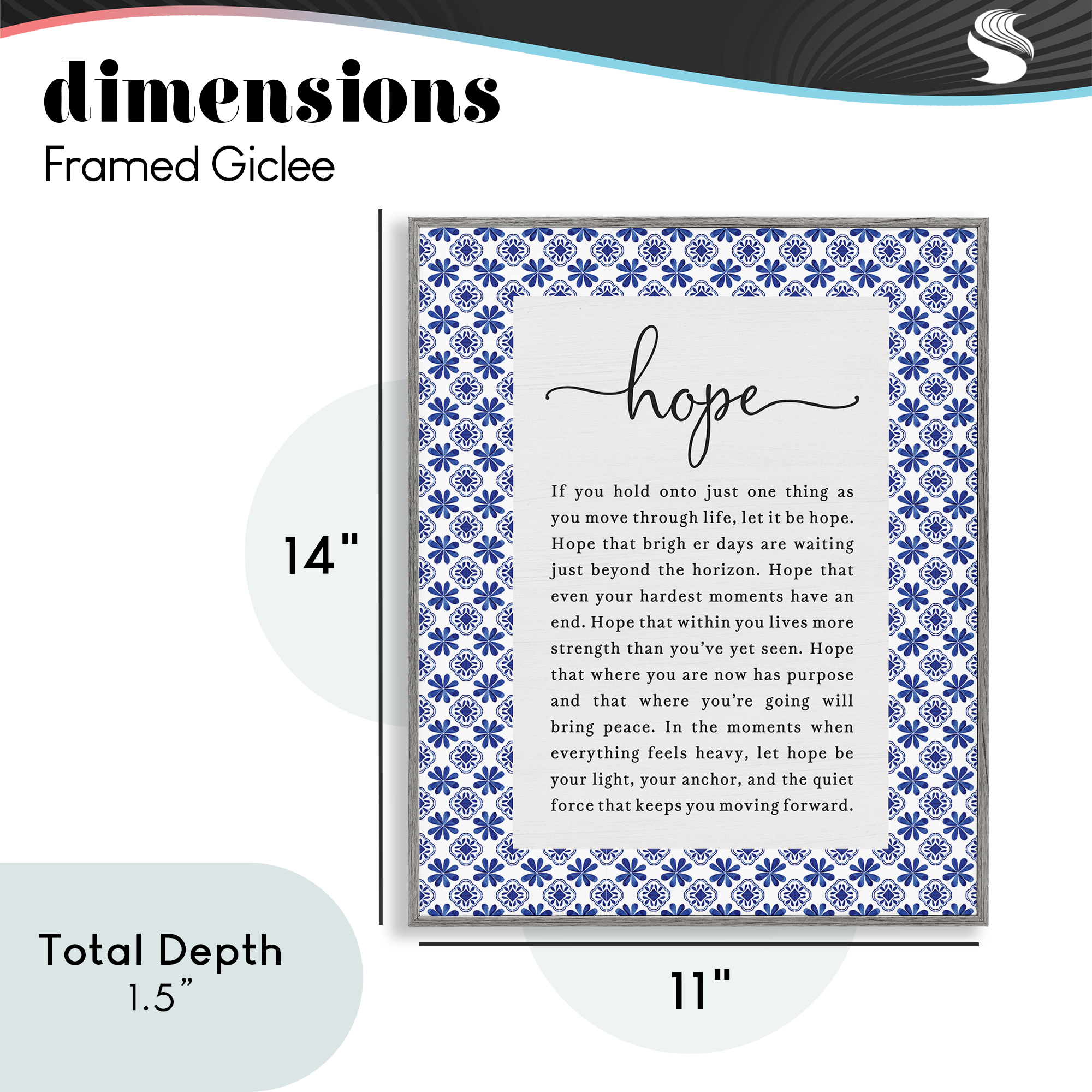 Hope For Brighter Days Gray Framed Giclee Art, design by Lettered and Lined