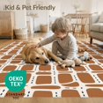 thumbnail image 4 of ODIKA 4'x6' Warm Earth Tones Geometric Check Washable Area Rug Modern Abstract Pattern with Unique Design Pet Friendly, Non-Shedding for Bedroom, Reading Nook, 4 of 7