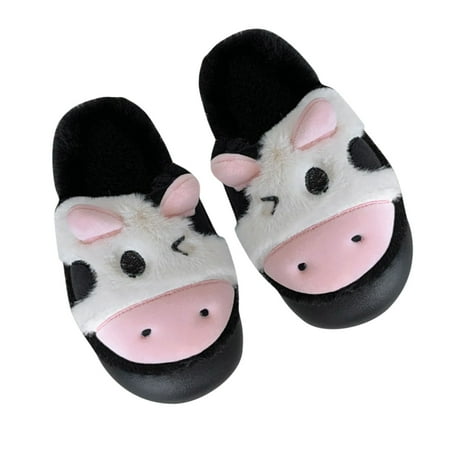 

KI-8jcuD Fluffy Home Slippers Winter Lady Cute Black Cows Warm Home Baotou Plush Soft Bottom Comfortable Flat Cotton Slippers Women S Slippers Flip Flops Slippers For Women Fuzzy Women Thong Slipper