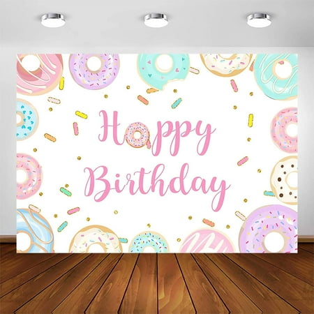 Donut Birthday Backdrop for Girls Party Decorations Sweet Donut Happy ...