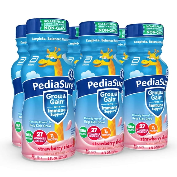 PediaSure Grow & Gain Kids? Nutritional Shake, with Protein, DHA, and Vitamins & Minerals, Strawberry, 8 fl oz (Choose Pack)