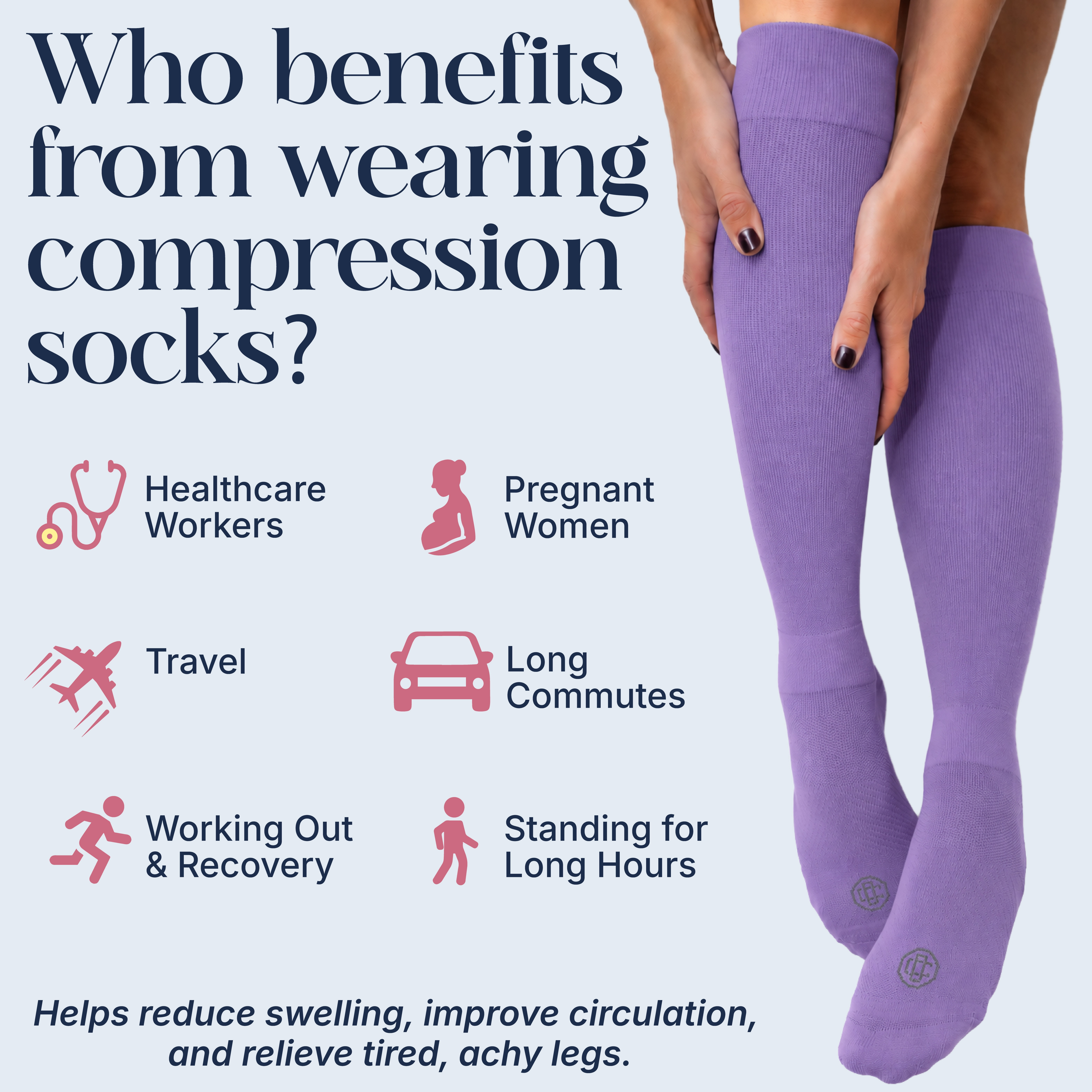 Doctor's Choice Over The Calf Women's Compression Socks, Medium, Women's Shoe Size 6-10, 1 Pack