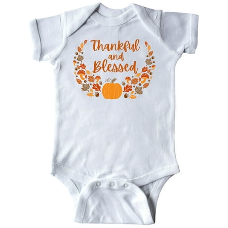 

Inktastic Thankful and Blessed Pumpkin and Fall Leaves Gift Baby Boy or Baby Girl Bodysuit