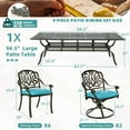 thumbnail image 3 of MEETWARM 9-Piece Outdoor Patio Dining Set, All Weather Cast Aluminum Patio Funiture Table and Chairs Set- 94.5” Rectangular Table and 2 Swivel Rocker Chairs, 6 Stationary, Umbrella Hole, Ocean Blue, 3 of 8