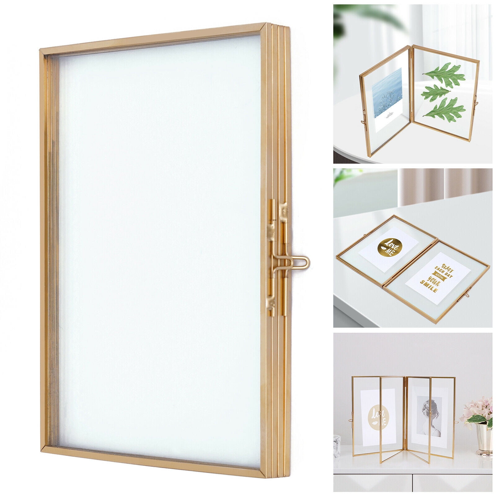 TFCFL Glass Decorative Photo Frame Gold Glass Picture Frame 12.7*17.8*1