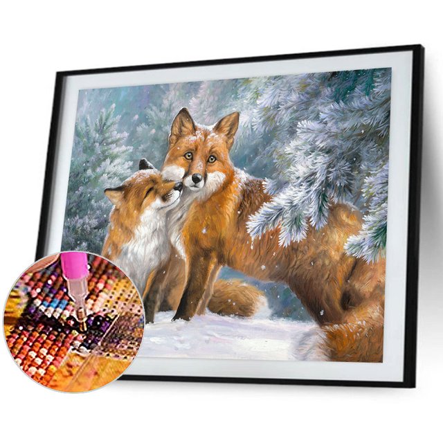 Cuadros Decorativos Snow Fox Diamond Painting Taladro redondo completo Decoración del hogar para la sala de estar Tmvgtek embutido en tela