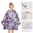 thumbnail image 6 of Purple Butterfly Flower Pattern Blanket Hoodies for Kids 6-13YR Oversize Wearable Blanket Hoodies for Boys Girls Teens, 6 of 7