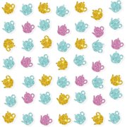 Set of 100 Afternoon Tea Confetti, Pink Glitter Teapot Birthday Confetti, Tea Party Smash Cake Decor for Girl,Tea Party Decoration