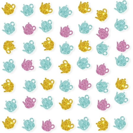 Set of 100 Afternoon Tea Confetti, Pink Glitter Teapot Birthday Confetti, Tea Party Smash Cake Decor for Girl,Tea Party Decoration
