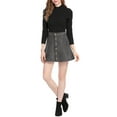 thumbnail image 2 of MODA NOVA Juniors Faux Suede Button Front A-Line Mini Skirt, 2 of 5