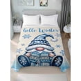 thumbnail image 4 of Blue Gnomes Christmas Flat Sheets Only King Size, Soft Breathable Bed Top Sheets for Mattress, Xmas Snowflake Hello Winter Luxury Bedding Flat Sheets for Home Hotel Bedroom Bed Protection, 4 of 9